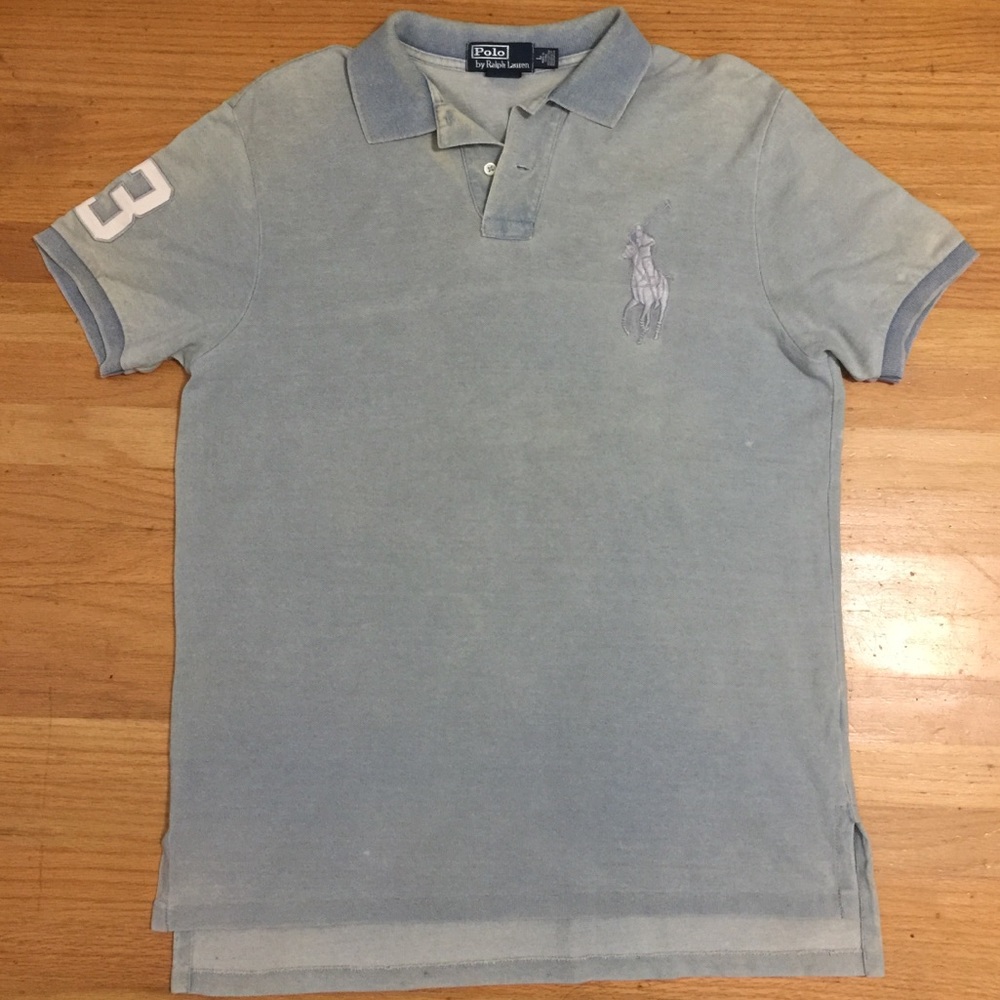 Polo Ralph Lauren Faded Washed Blue Shirt Top L